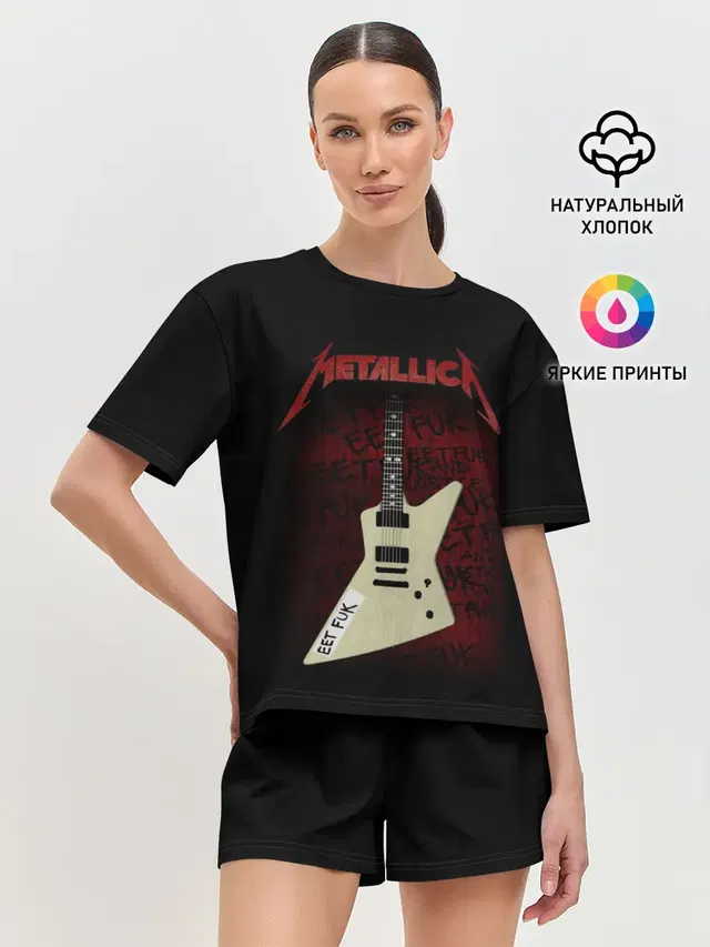 Женская пижама с шортами с принтом «Metallica»
