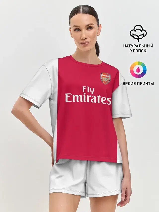 Женская пижама с шортами с принтом «Арсенал — Arsenal home 19-20»