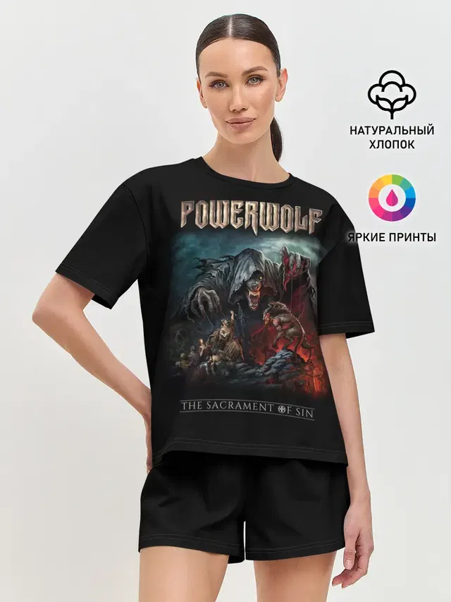 Женская пижама с шортами с принтом «Разный рок — Powerwolf»