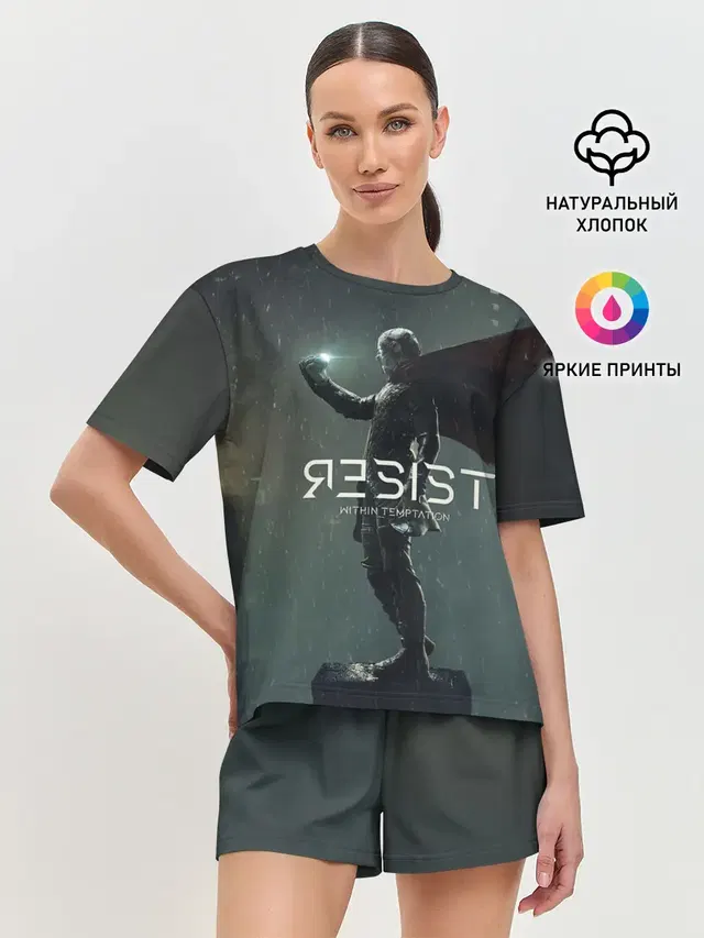 Женская пижама с шортами с принтом «Разный рок — Within Temptation RESIST»