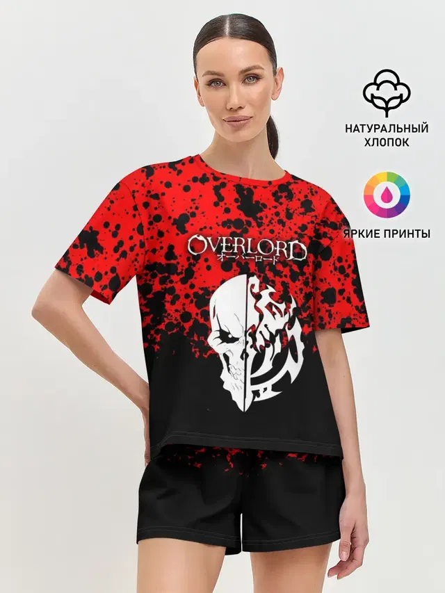 Женская пижама с шортами с принтом «Overlord — Overlord Skull red»