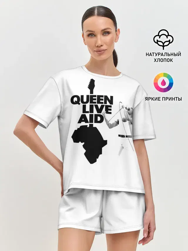 Женская пижама с шортами с принтом «Queen LIVE AID»