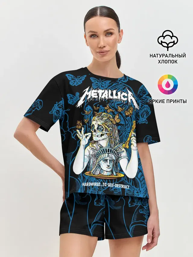 Женская пижама с шортами с принтом «Metallica»