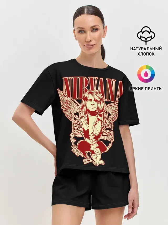 Женская пижама с шортами с принтом «Angel wings»