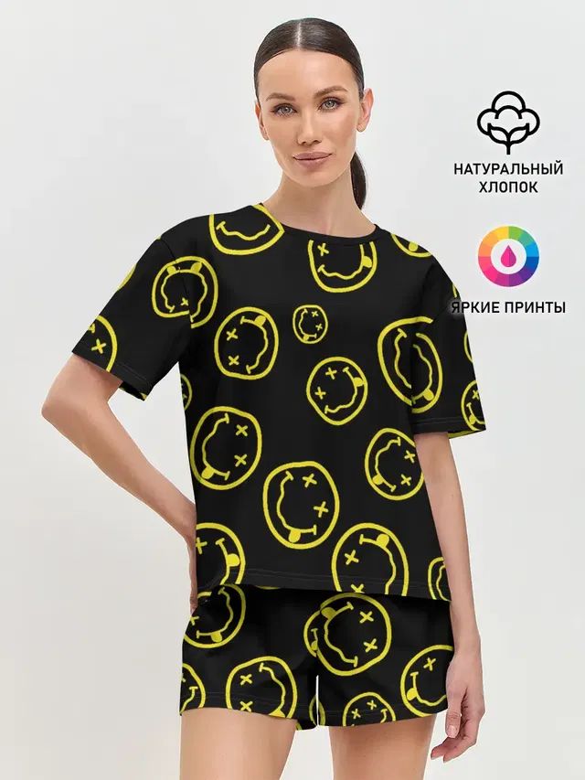 Женская пижама с шортами с принтом «Nirvana»