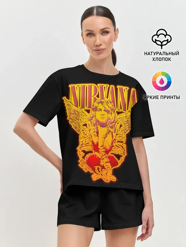 Женская пижама с шортами с принтом «Nirvana»