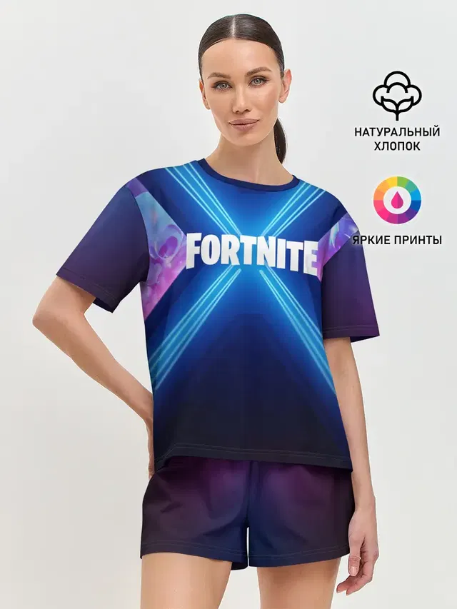 Женская пижама с шортами с принтом «Фортнайт — FORTNITE X»
