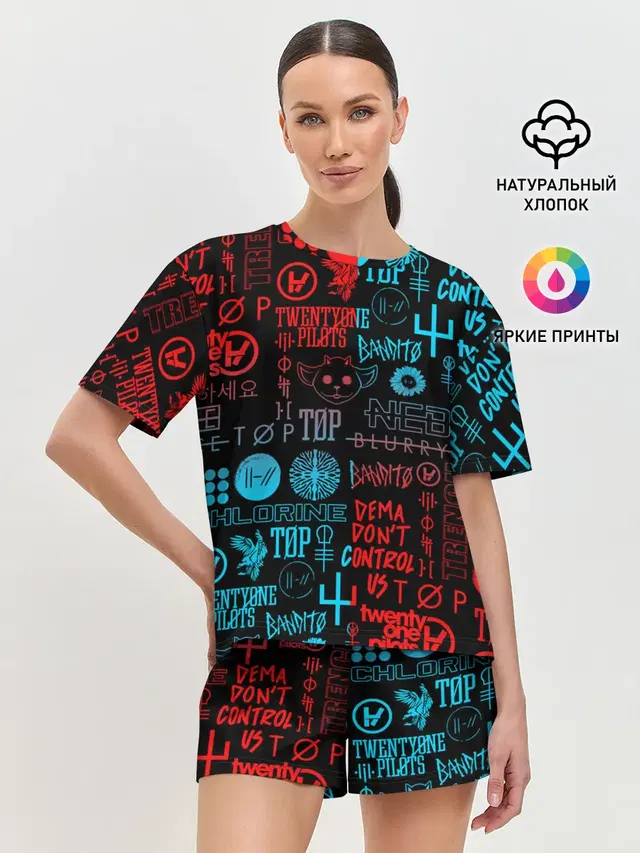 Женская пижама с шортами с принтом «Twenty One Pilots»