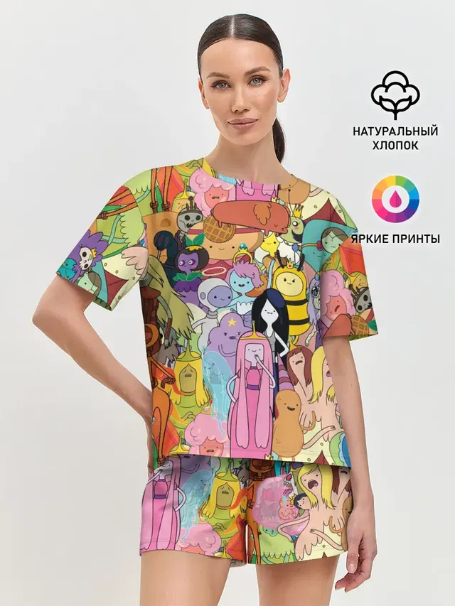 Женская пижама с шортами с принтом «Время приключений — Adventure time»