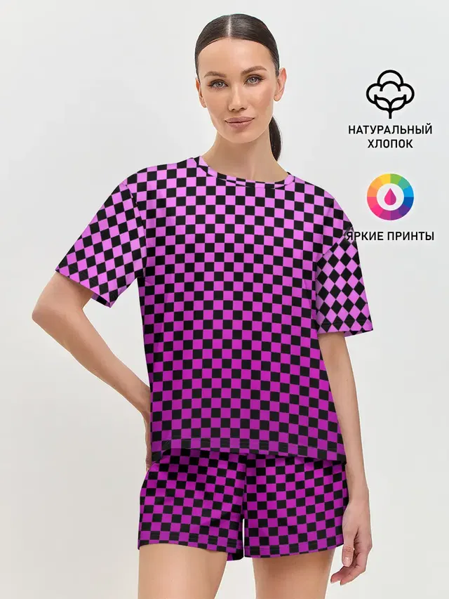 Женская пижама с шортами с принтом «Френдзона — Checkerboard Color»
