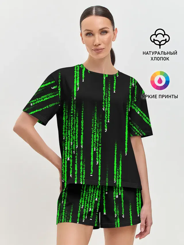 Женская пижама с шортами с принтом «Текстуры — МАТРИЦА»