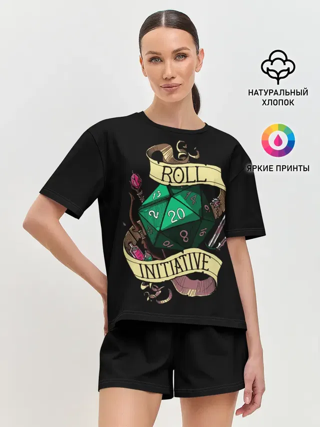 Женская пижама с шортами с принтом «Dungeons & Dragons — Roll 20»