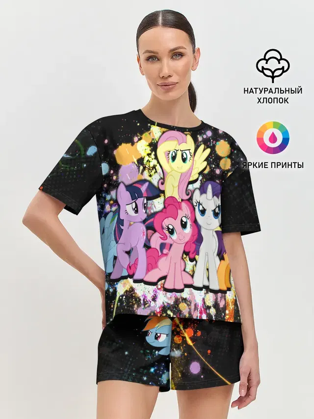 Женская пижама с шортами с принтом «My Little Pony»