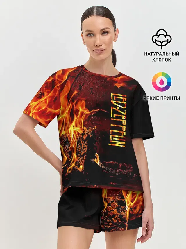 Женская пижама с шортами с принтом «Led Zeppelin»