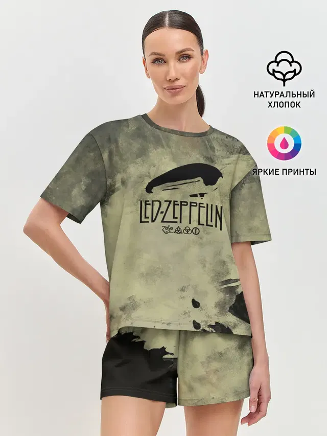 Женская пижама с шортами с принтом «Led Zeppelin»