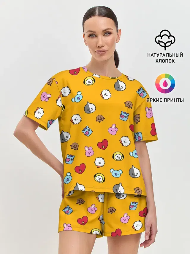 Женская пижама с шортами с принтом «BTS — BT21»