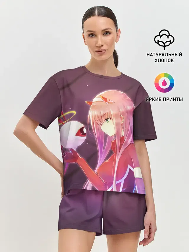 Женская пижама с шортами с принтом «Darling in the FranXX — Ноль два глаз»