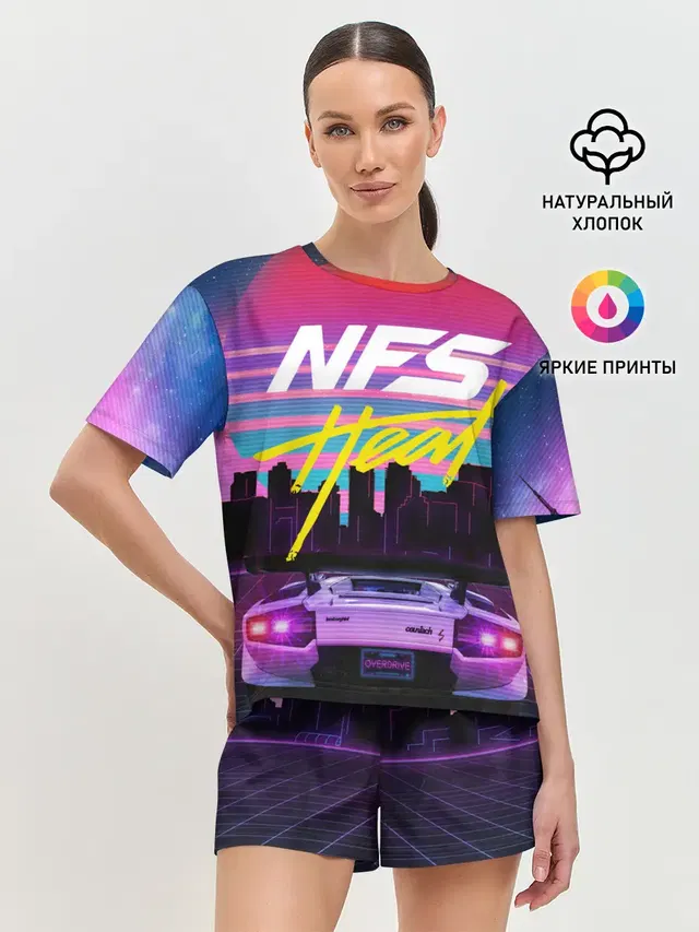 Женская пижама с шортами с принтом «Lamborghini Countach — Need For Speed Heat»