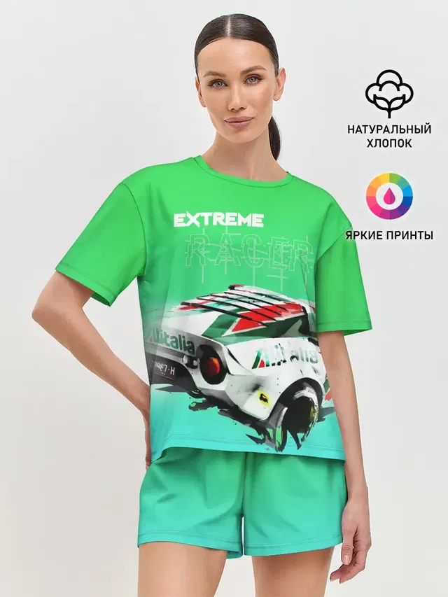 Женская пижама с шортами с принтом «Разные автомобильные — Extrime Racer»