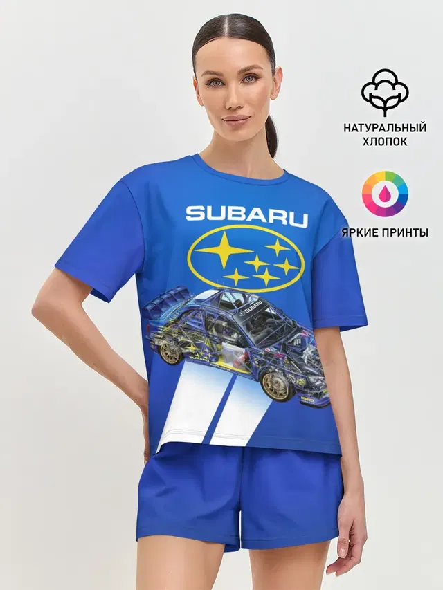 Женская пижама с шортами с принтом «Subaru»