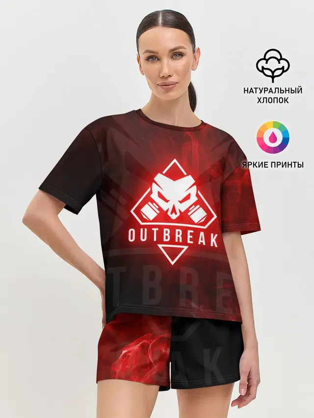 Женская пижама с шортами с принтом «Rainbow Six — RAINBOW SIX SIEGE OUTBREAK»