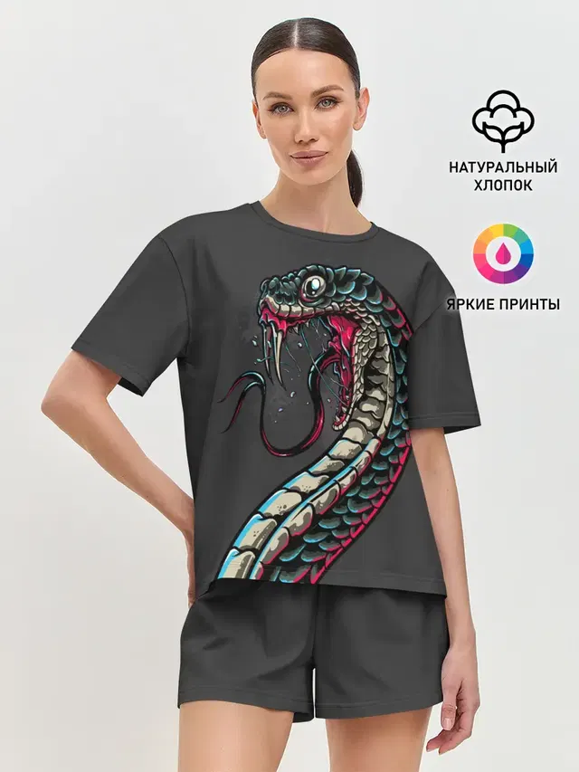 Женская пижама с шортами с принтом «Змеи — Viper»