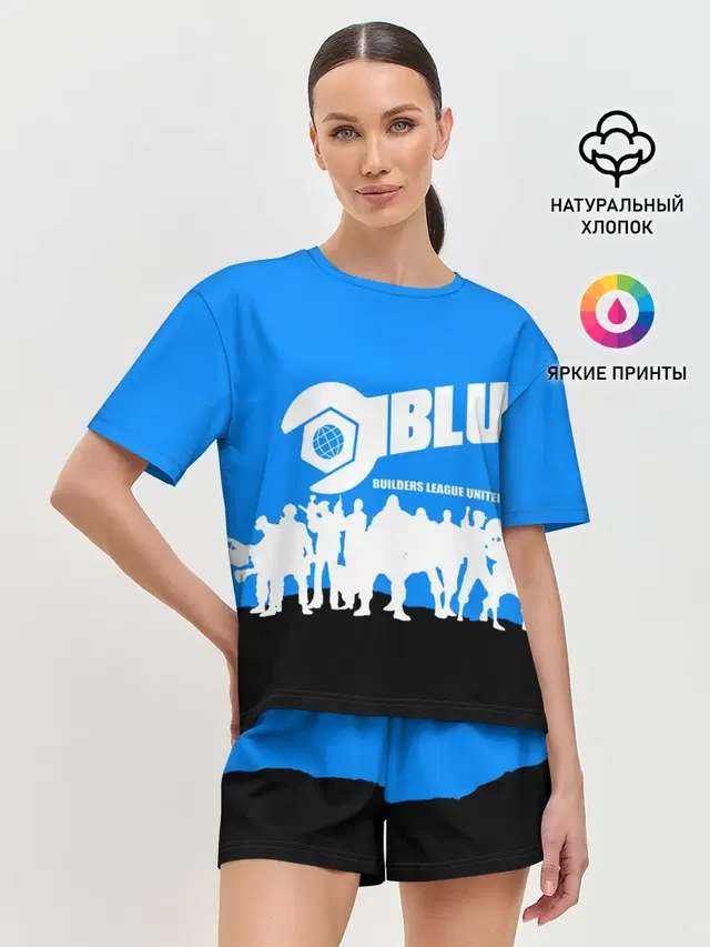 Женская пижама с шортами с принтом «Team Fortress — TEAM FORTRESS 2 BLUE TEAM»