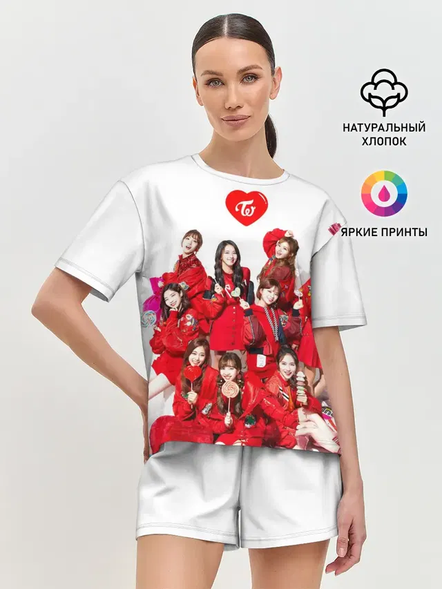 Женская пижама с шортами с принтом «Twice»