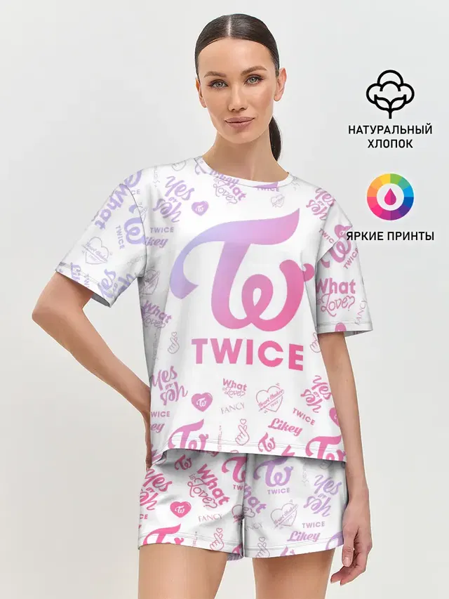 Женская пижама с шортами с принтом «Twice»