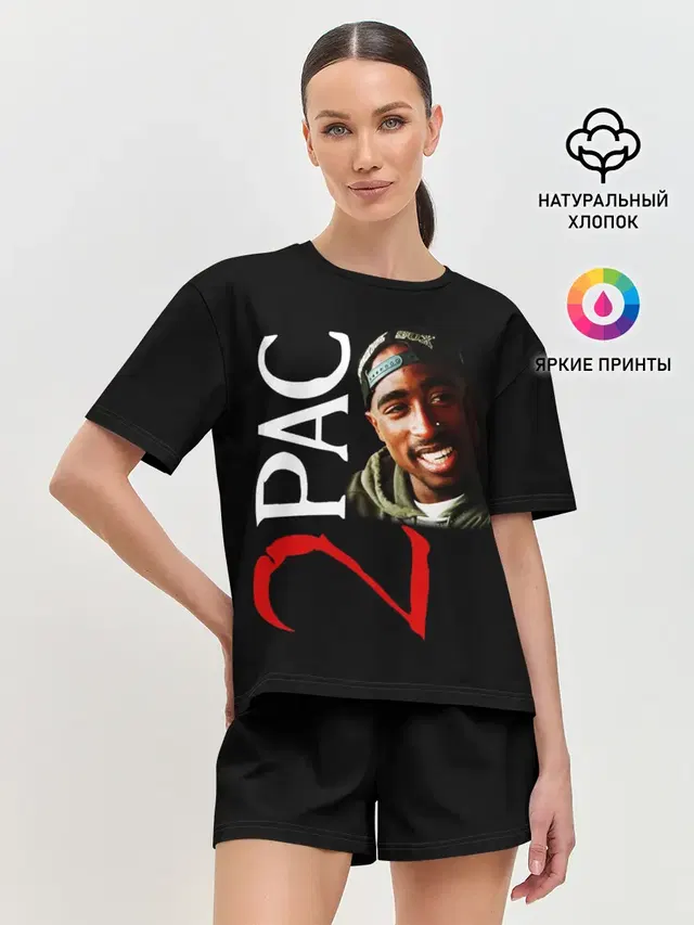 Женская пижама с шортами с принтом «Зарубежные — 2pac»