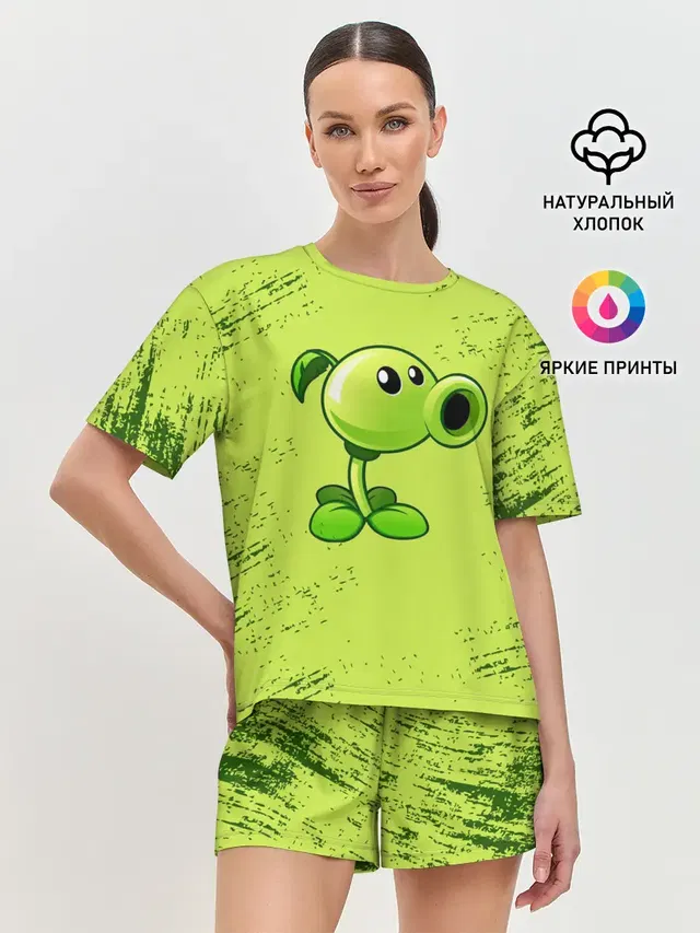 Женская пижама с шортами с принтом «Plants vs. Zombies»