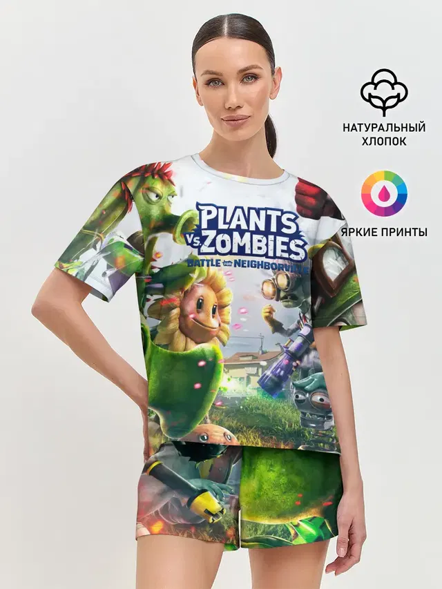 Женская пижама с шортами с принтом «Peashooter»