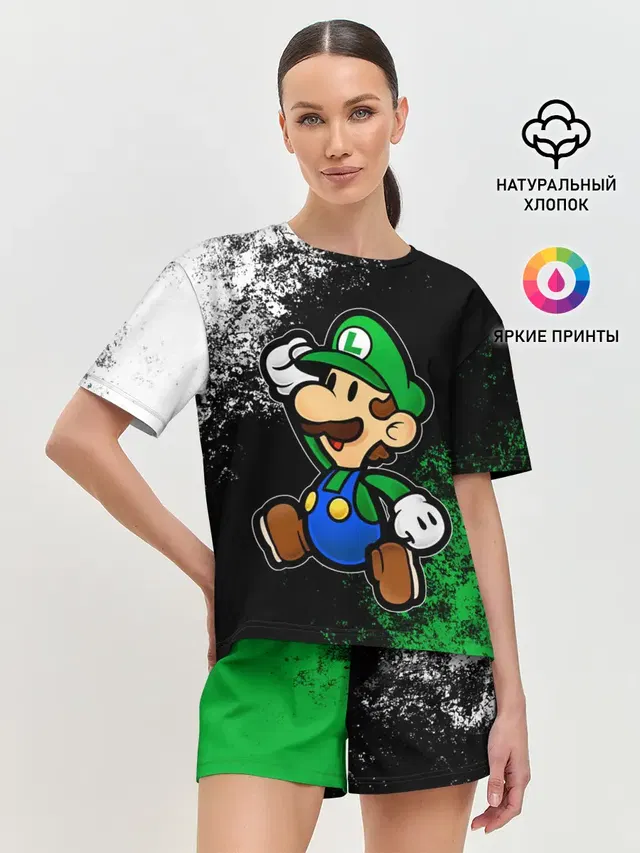 Женская пижама с шортами с принтом «Mario — Luigis Mansion»