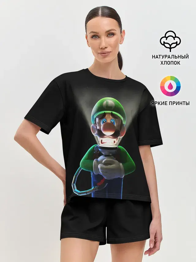 Женская пижама с шортами с принтом «Super Mario — Luigis Mansion»