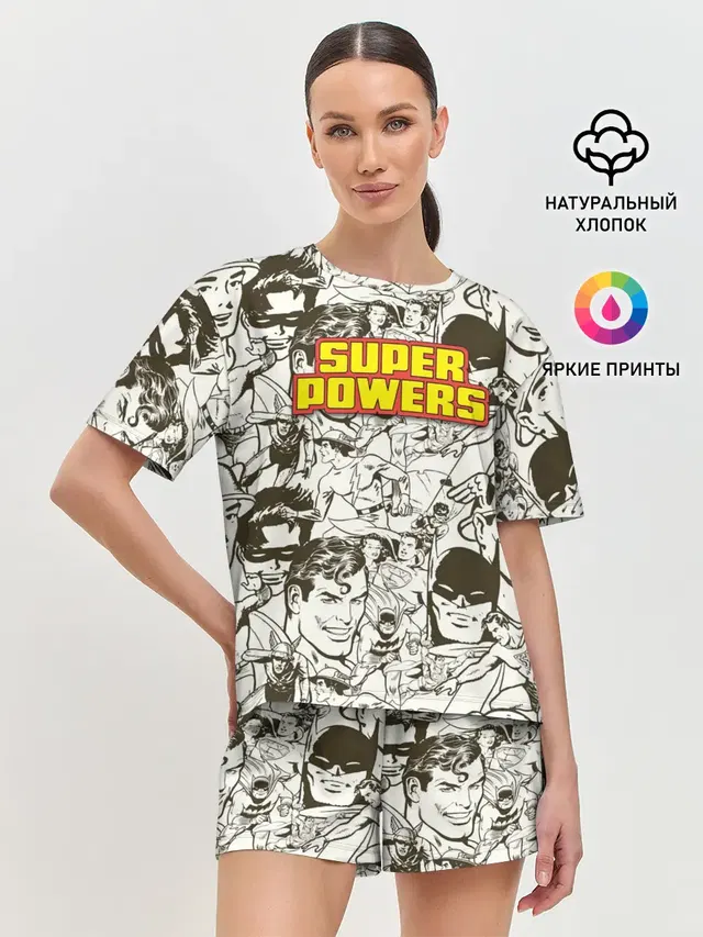 Женская пижама с шортами с принтом «Флэш — Super Powers»