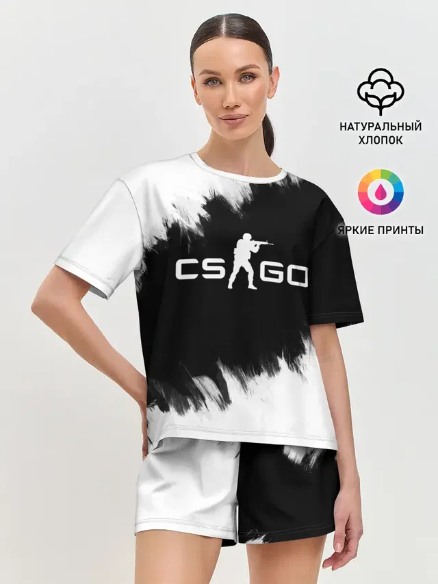 Женская пижама с шортами с принтом «Counter-Strike — CS:GO BW»