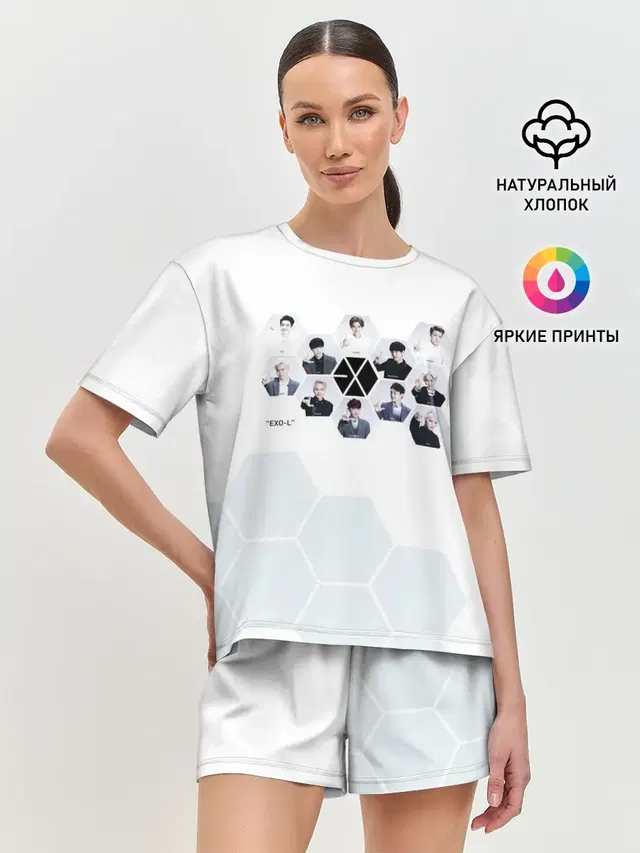 Женская пижама с шортами с принтом «Exo»