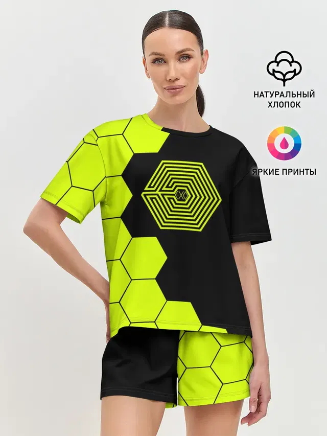 Женская пижама с шортами с принтом «Exo»