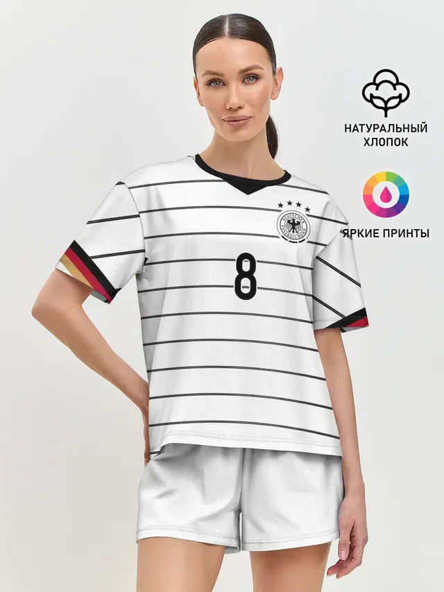 Женская пижама с шортами с принтом «Сборная Германии — Kross home EURO 2020»