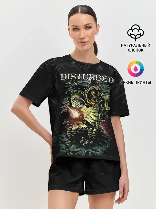 Женская пижама с шортами с принтом «Disturbed»