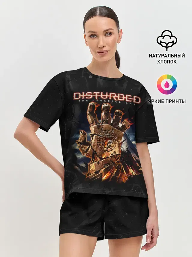 Женская пижама с шортами с принтом «Disturbed»