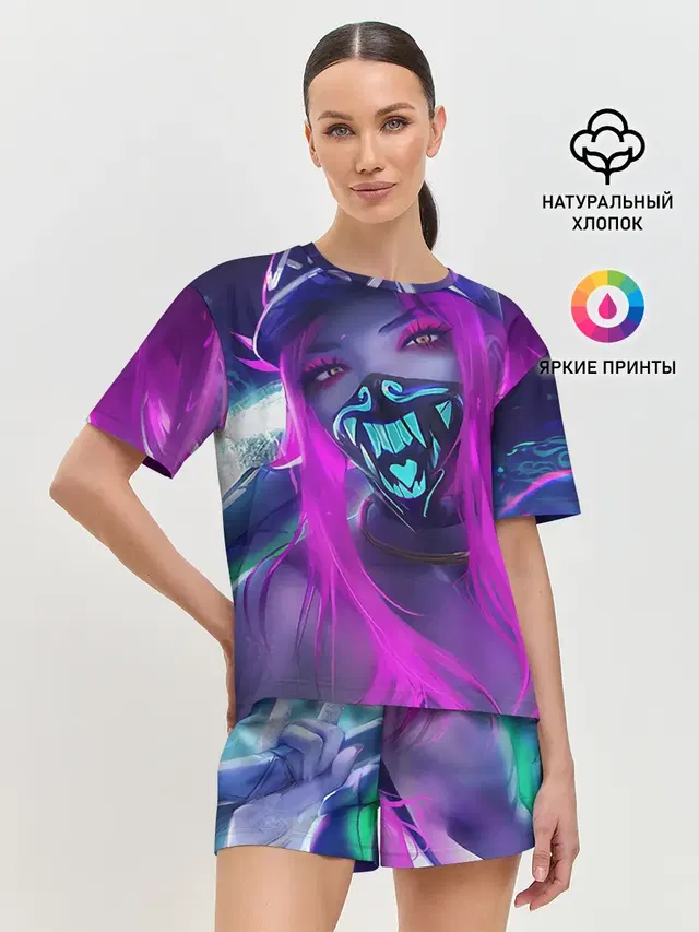 Женская пижама с шортами с принтом «Akali — Акали»