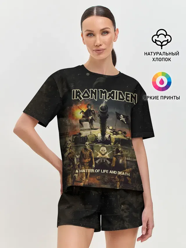 Женская пижама с шортами с принтом «Iron Maiden»