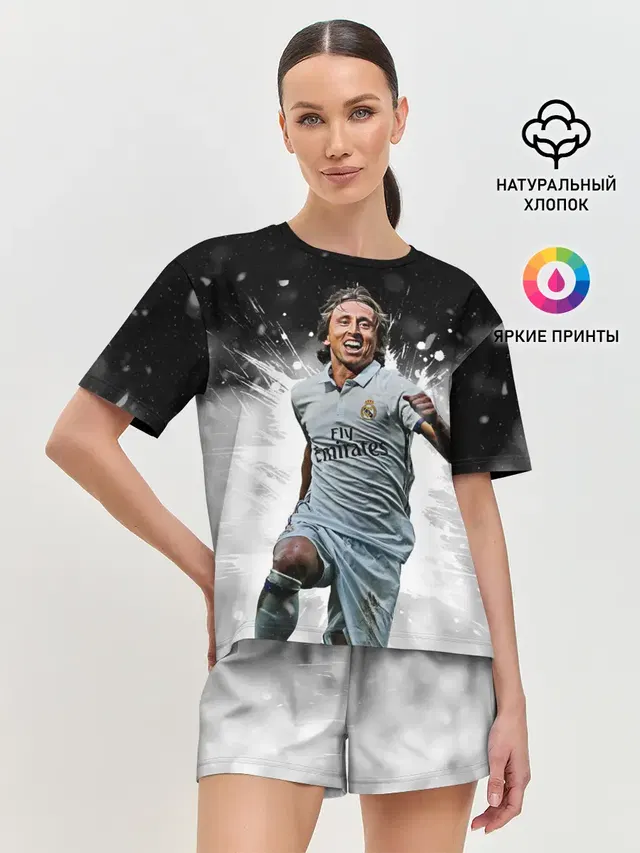 Женская пижама с шортами с принтом «Реал Мадрид — Модрич»