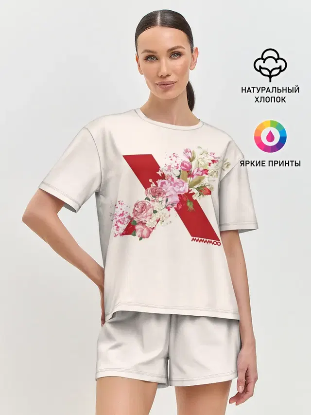 Женская пижама с шортами с принтом «Mamamoo»