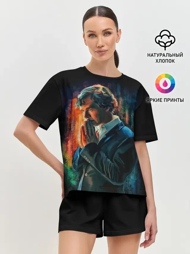 Женская пижама с шортами с принтом «Шерлок Холмс — Sherlock»