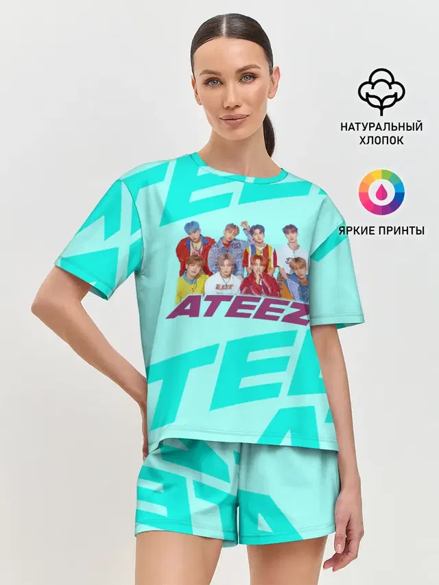 Женская пижама с шортами с принтом «Ateez»