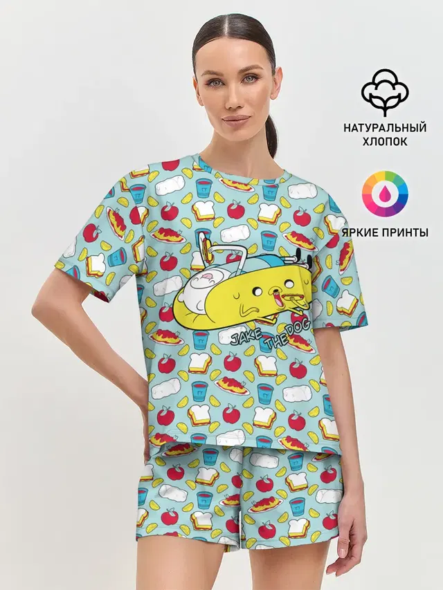 Женская пижама с шортами с принтом «Время приключений — Jake the Dog»