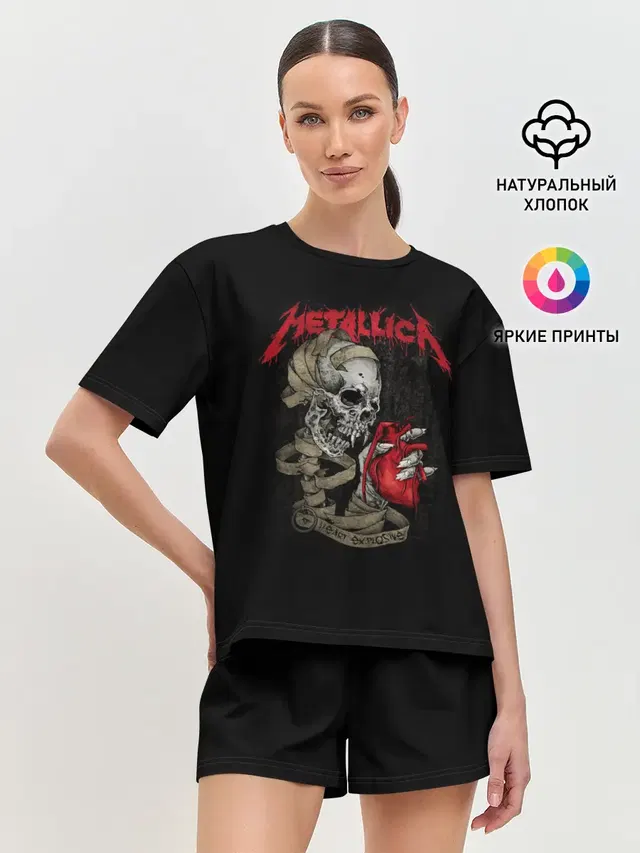Женская пижама с шортами с принтом «Metallica»