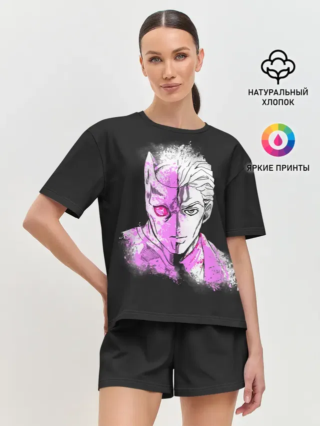 Женская пижама с шортами с принтом «ДжоДжо — Kira & Killer Queen»